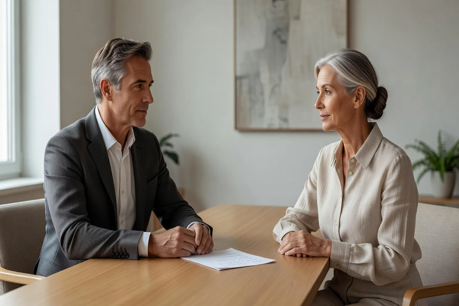 Couple in a calm discussion, resolving disagreement constructively