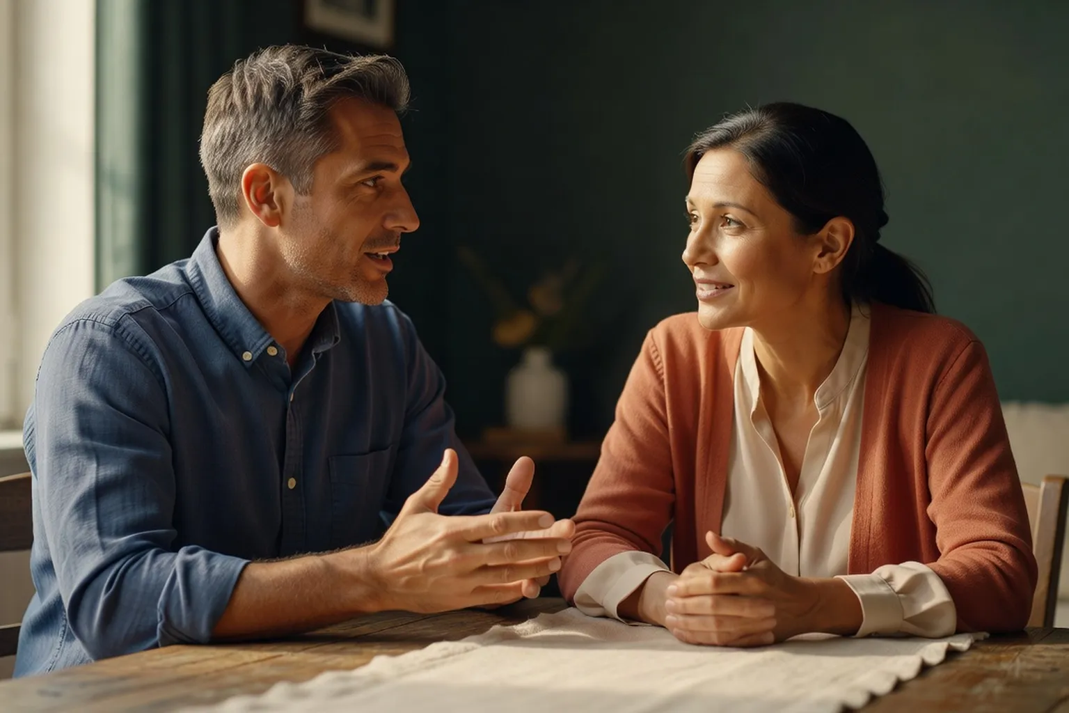 Couple en écoute active, illustration de l'intelligence émotionnelle dans le dialogue