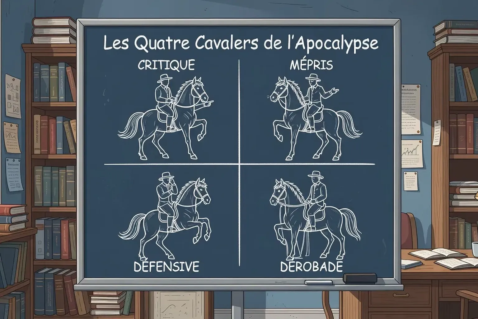 Tableau des 4 cavaliers de l'Apocalypse — modèle de Gottman