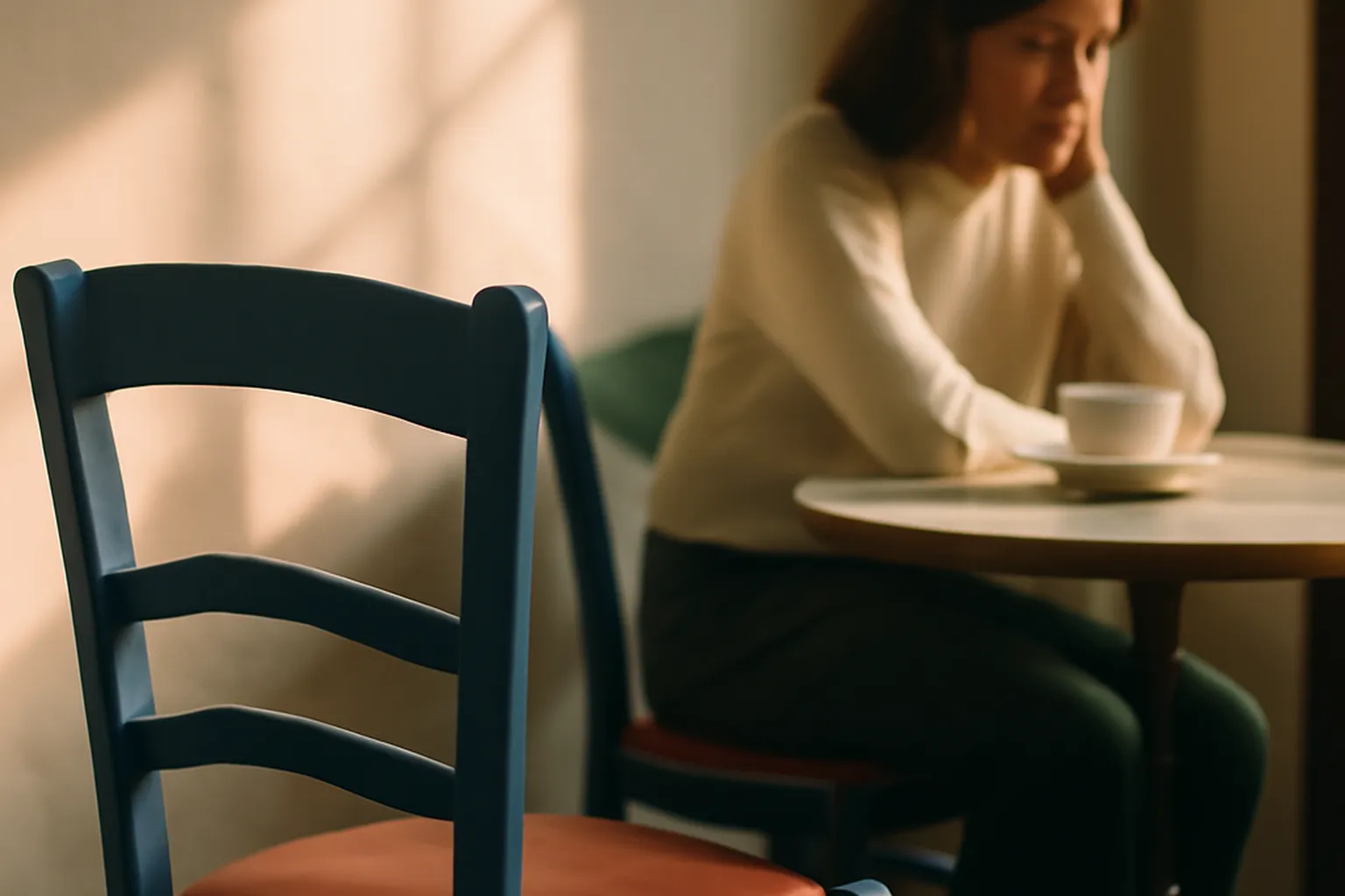 Empty chair symbolizing separation and the beginning of emotional reconstruction after a breakup