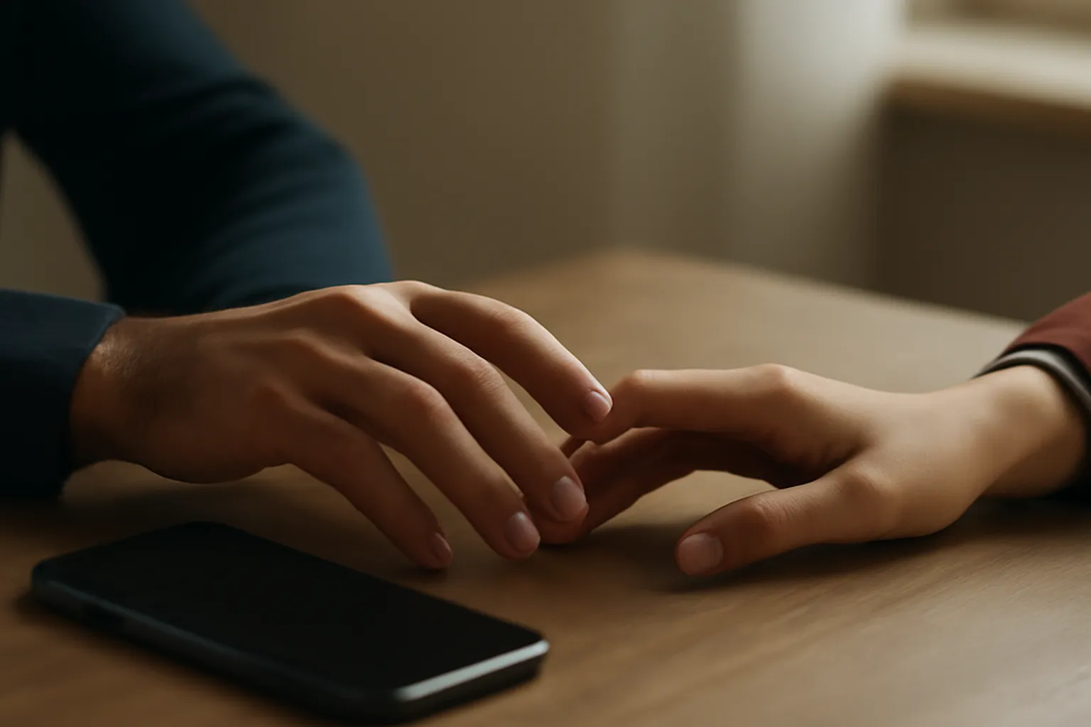 Couple sharing a moment of closeness and trust at home